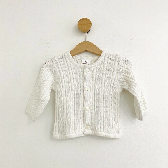 Hanna Andersson Infant White Cableknit Sweater